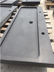 China Black Basalt Rectangle Basins,Outdoor Honed Wash Sinks