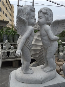 China Grey Granite Handcarved Abstract Statues Angel Garden Sculptures