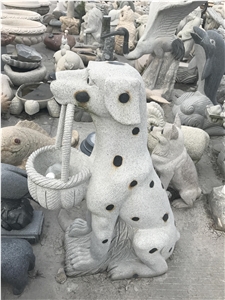 China White Granite Cute Dog Sculpture,Animal Statue for Garden Decoration