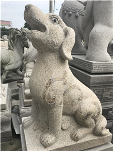 China White Granite Dog Sculpture,Chinese Zodiac Animals Statue,Outdoor Handcarved Animals Sculpture