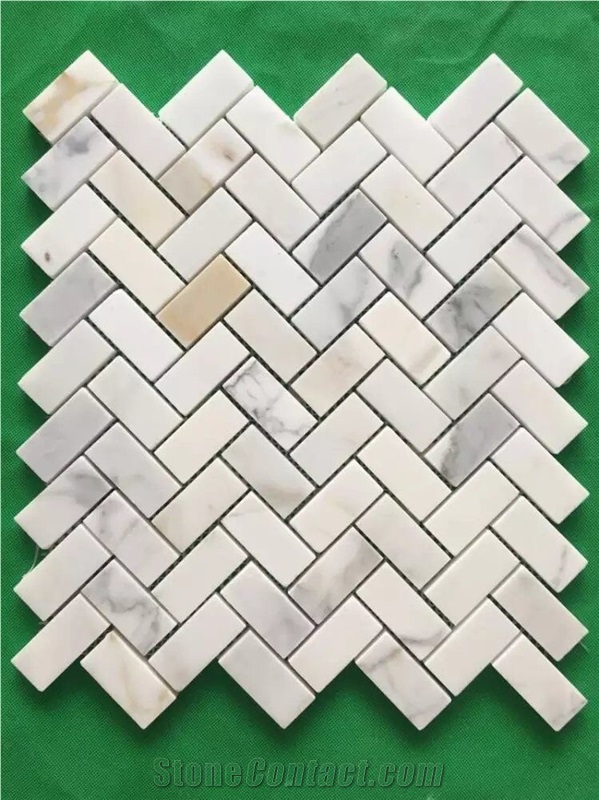 Marble Calacatta Herringbone 23*48 Polished Mosaic Tile for Back Splash