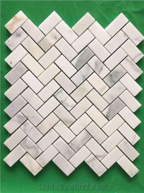 Marble Calacatta Herringbone 23*48 Polished Mosaic Tile for Back Splash