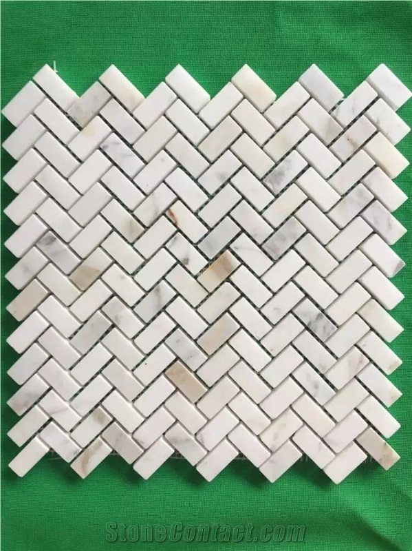 Marble Calacatta Herringbone 23*48 Polished Mosaic Tile for Back Splash