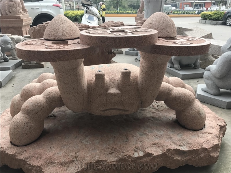 Red Granite Crab Sculpture,Big Seafood Sculpture for Outdoor Decoration,Crab Garden Sculpture