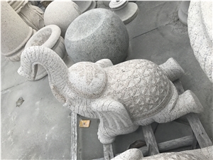 Small Elephant Statue for Fountain Decoration,China White Granite Animals Sculpture