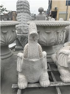 Small Elephant Statue for Fountain Decoration,China White Granite Animals Sculpture