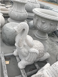 Small Elephant Statue for Fountain Decoration,China White Granite Animals Sculpture