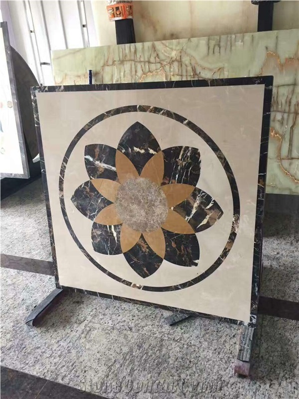 Square Waterjet Mosaic Pattern Medallion