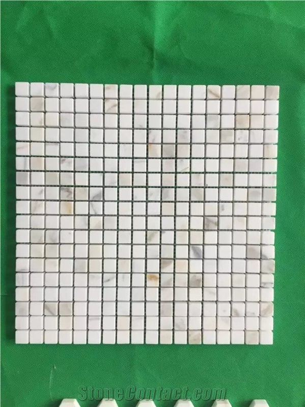 White Marble Herringbone 15*23 Mosaic Tile Marble Calacatta Gold Mosaic Tile for Wall