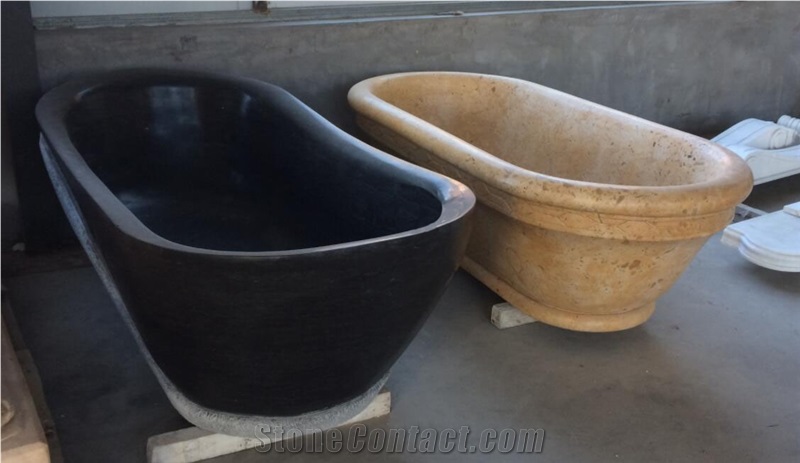 Yellow Travertine Oval Bathtub,Polished Finished Natural Bathtub