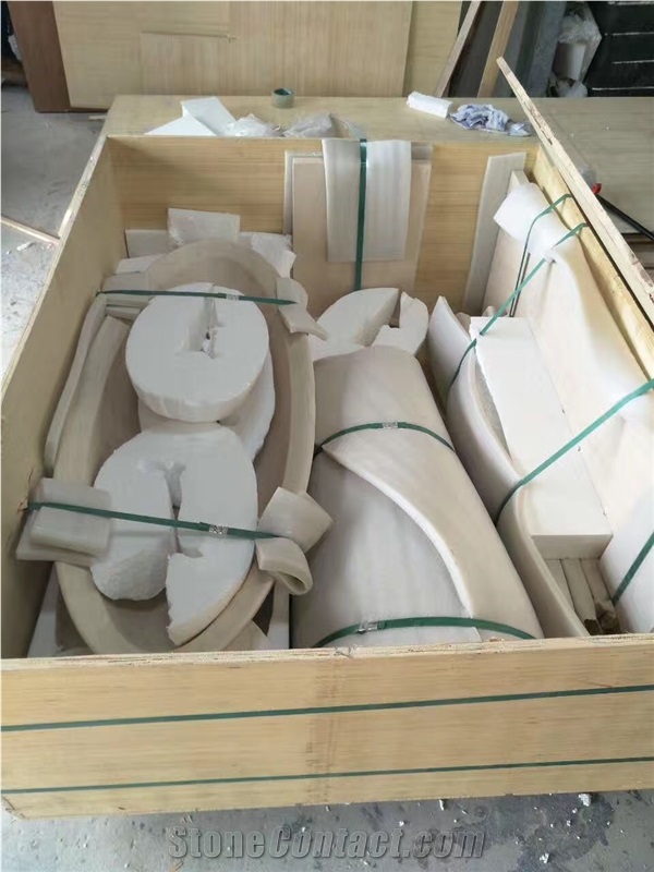 Yellow Travertine Pedestal Basin Sets,Outdoor Oval Wash Bowls