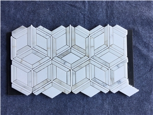 Beige,White,Grey,Marble Square Mosaic Tiles