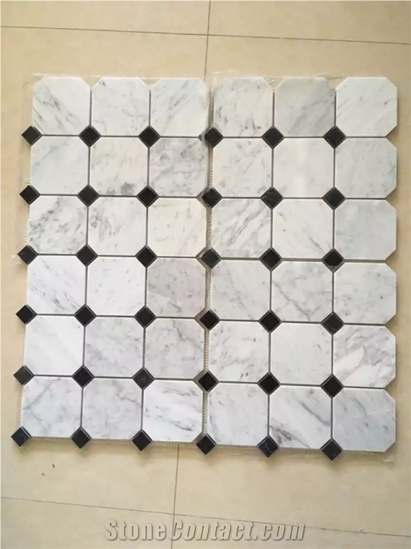 Lantern Shape Bianco Carrara White Marble Mosaic