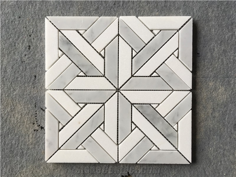 Lantern Shape Bianco Carrara White Marble Mosaic