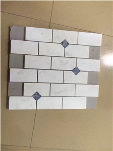 Polished Brick Mosaic ,Beige,White,Grey Color Marble for Bathroom