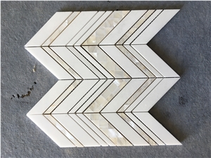 Polished White ,Grey,Beige Basket Weave Mosaic