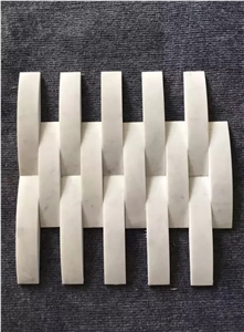 Split Face White Marble Mosaic Linear Strips Mosaic