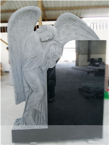 Angle Monument Tombstone Shanxi Black Granite Custom Monument