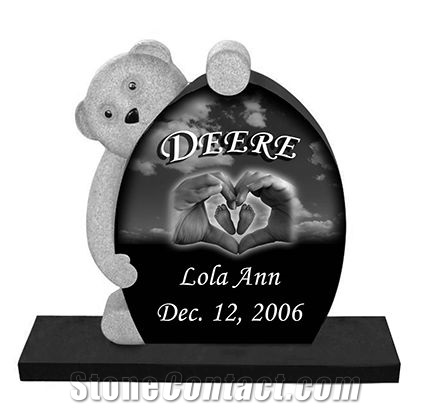 Bear - Jet Black Uprights Monument Tombstone