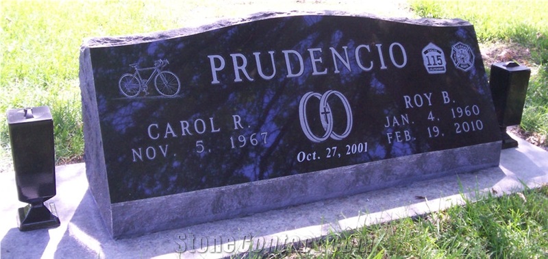 Black Granite Upright Monument Slanted Markers Bevels