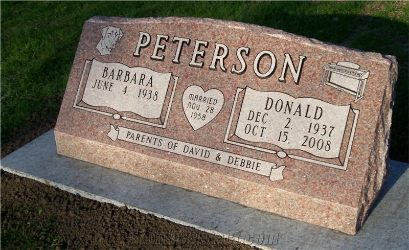 Brown Granite Bevels Slant Gravestone
