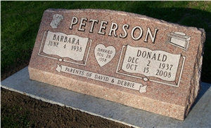Brown Granite Bevels Slant Gravestone