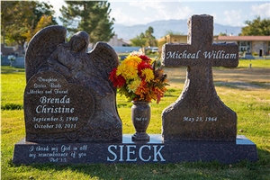 Cross Monument Double Monument Cross Tombstone Angel Headstone