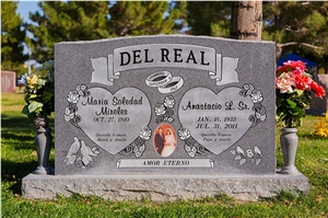 G603 Grey Granite Double Heart Tombstone G603 Grey Granite Double Heart Tombstone