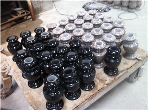 Granite Vase, Black Granite Flower Holders, Monumental Vases