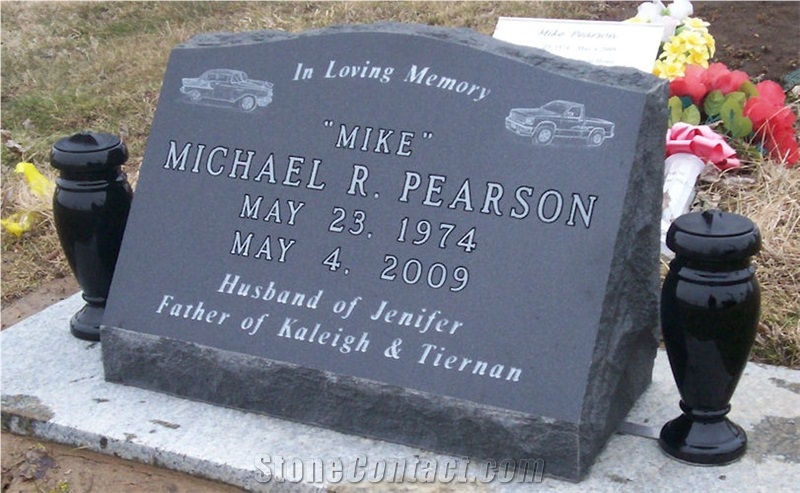 Grey Granite Slant Grave Stone