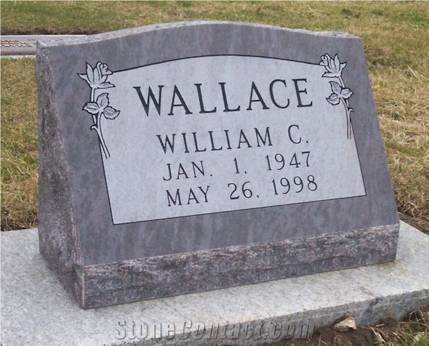 Grey Granite Slant Gravestone Markers Bevels