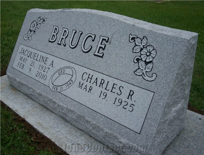 Grey Granite Slant Headstone Bevels Gravestone