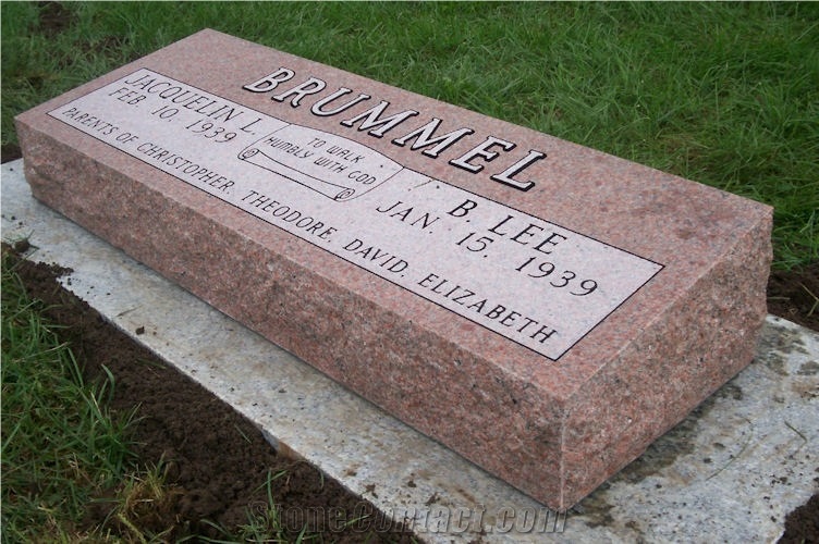 Indian Red Bevel Slant Monument Tombstone