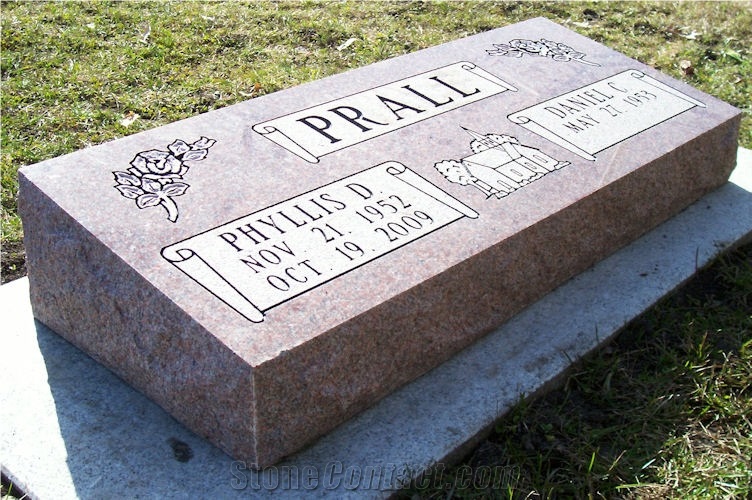 Indian Red Granite Bevels Monument Slant Headstone