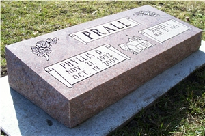 Indian Red Granite Bevels Monument Slant Headstone