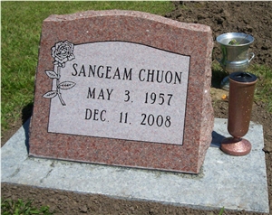 Pink Granite Slant Headstones