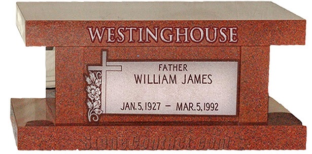 Red Panela Granite Funeral Accessories, Monumental Bench