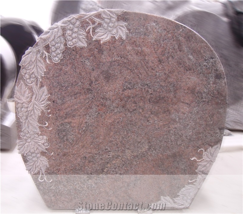 Round Upright Monument Indian Red Tombstone