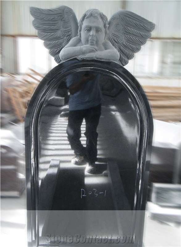 Shanxi Black Angle Upright Monument Tombstone