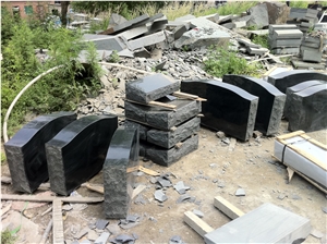 Shanxi Black Granite Bevels Slant Monument Headstone Shanxi Black Granite Bevels Slant Monument Headstone