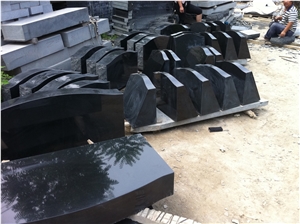 Shanxi Black Granite Bevels Slant Monument Headstone
