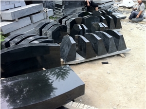 Shanxi Black Granite Bevels Slant Monument Headstone