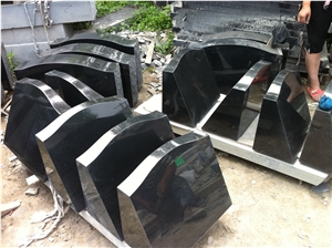 Shanxi Black Granite Bevels Slant Monument Headstone