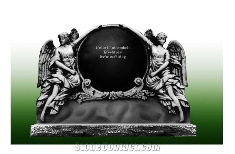 Shanxi Black Granite Double Angel Monuments Design
