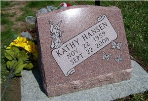 Western Styel Slant Gravestone, Brown Granite Slanted Markers