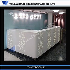2017 Morden Design Artificial Marble Luxurious Fancy L Shape Translucent Hotel Reception Desk, Hotel Service Front Desk