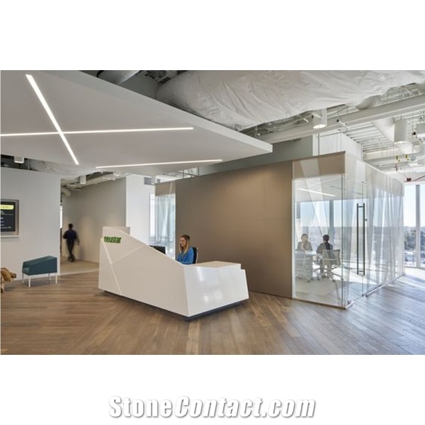 2017 Morden Design Artificial Marble Luxurious Fancy L Shape Translucent Hotel Reception Desk, Hotel Service Front Desk