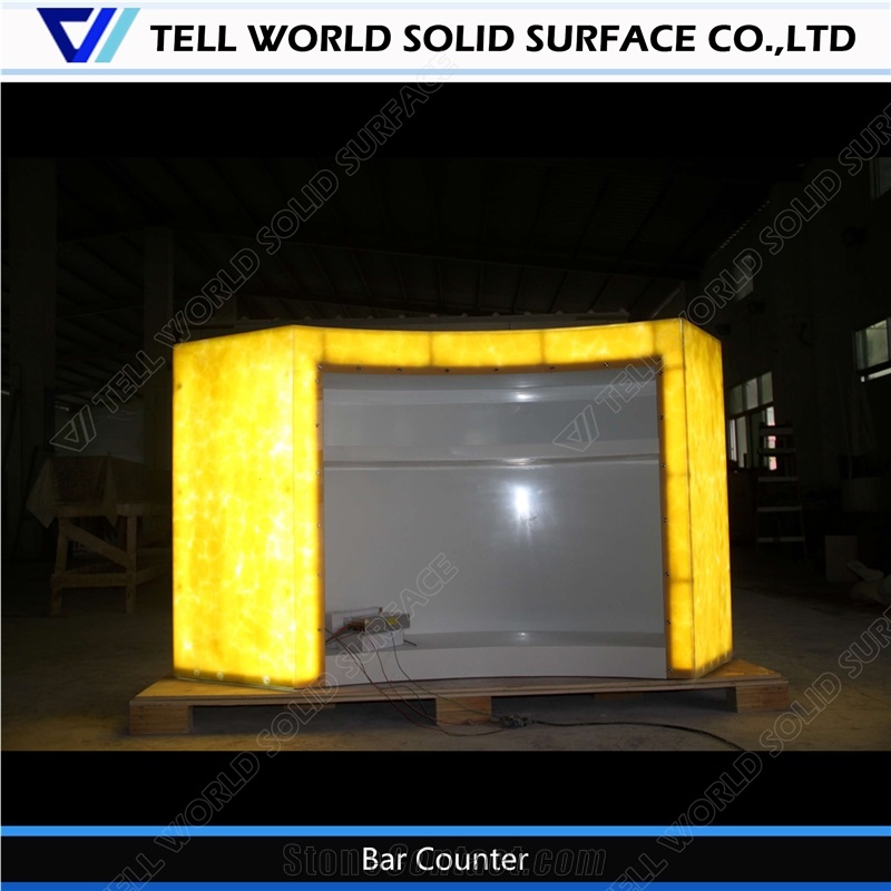 Classic Style Corian Bar Counter for Sale Led Illuminous Bar Counter
