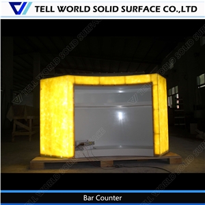 Classic Style Corian Bar Counter for Sale Led Illuminous Bar Counter