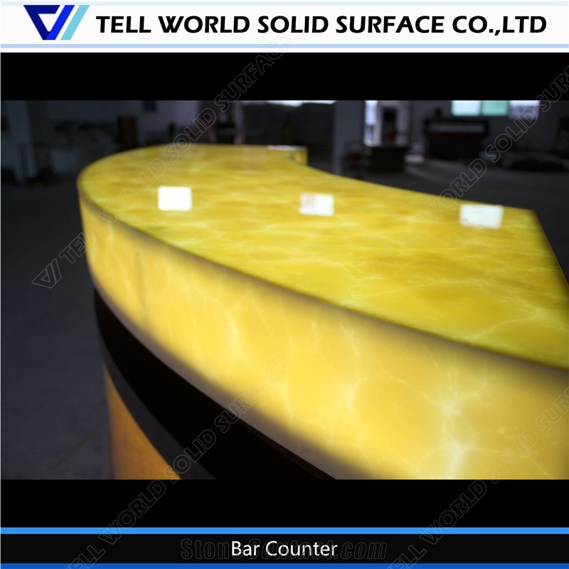 Classic Style Corian Bar Counter for Sale Led Illuminous Bar Counter